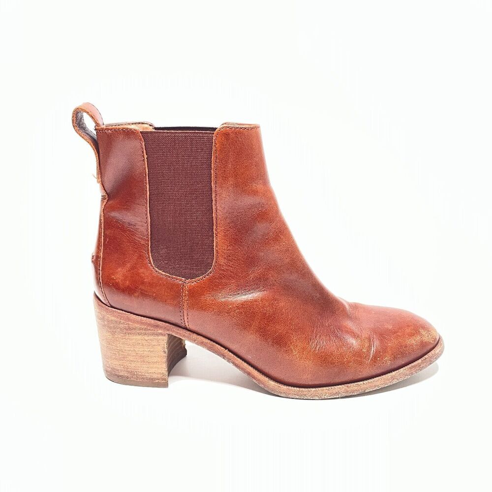 MADEWELL The Frankie Chelsea Brown Leather Western Style Booties Women's Siz 8.5